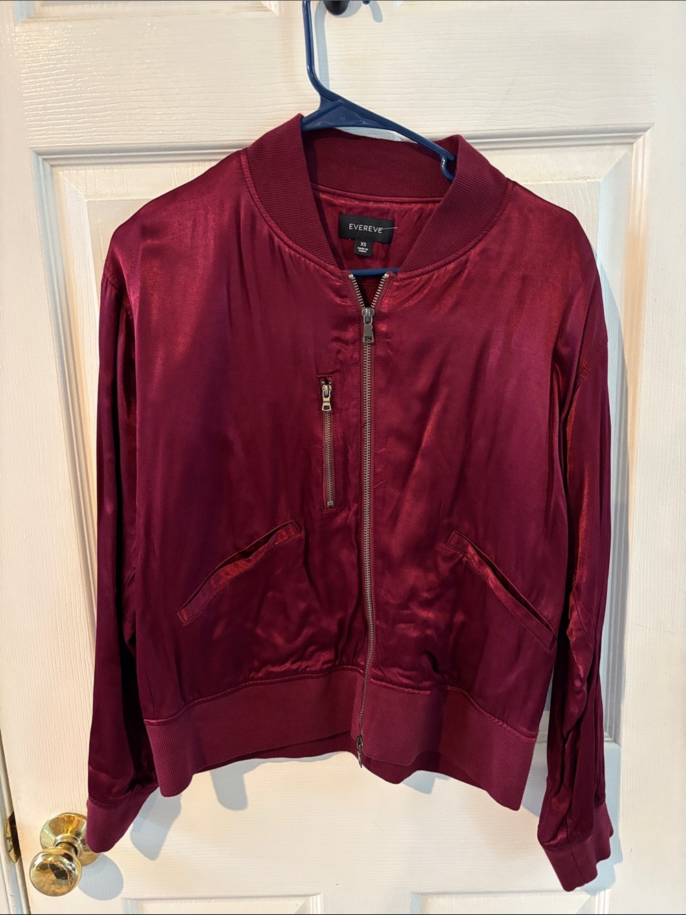 Evereve Satin Bomber Jacket - Wine